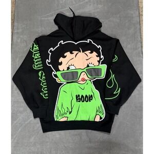 Fleischer Studios Betty Boop Zip Up Hoodie Black/Green Sweatshirt
